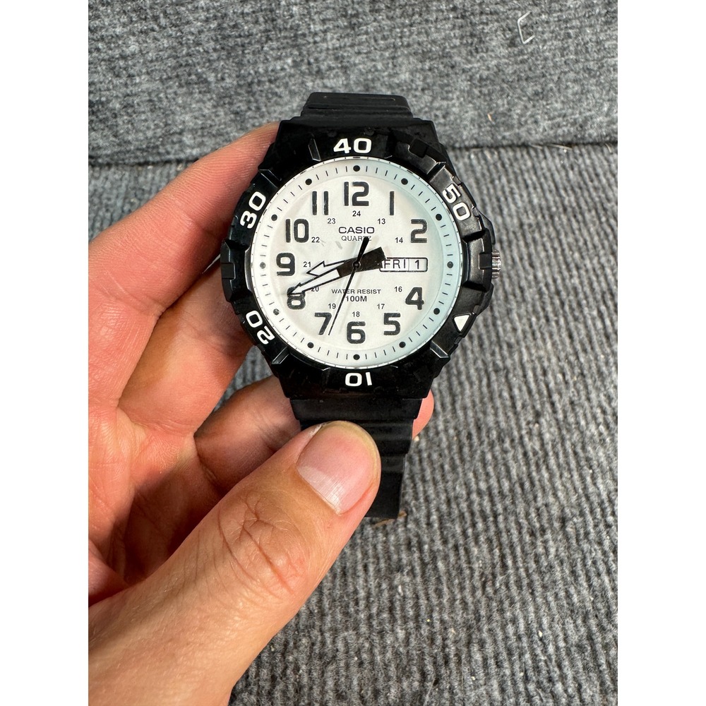 Casio MRW-210H Mens Analog Watch Black Resin 100M Water Resist White Dial 5474